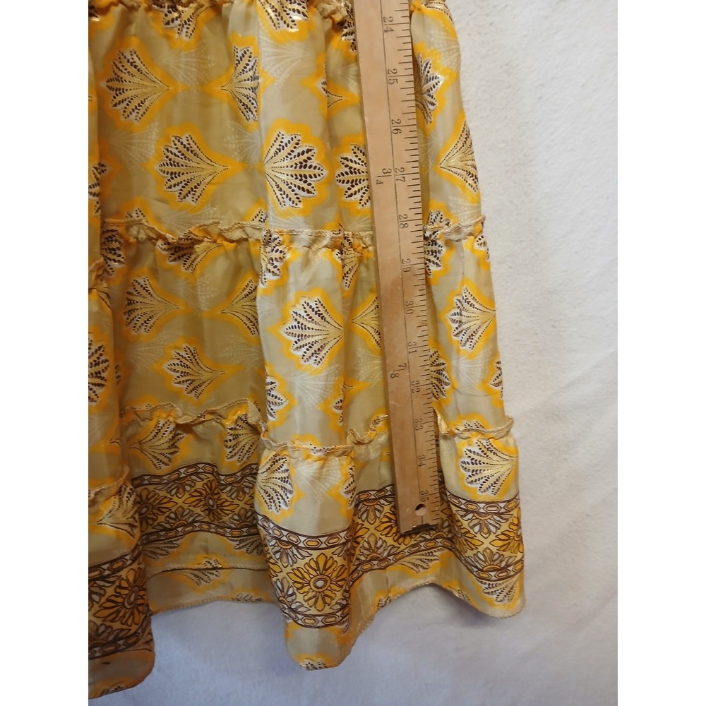Silk skirt womens one size flowy boho feminine coastal grandma yellow maxi - Picture 4 of 5